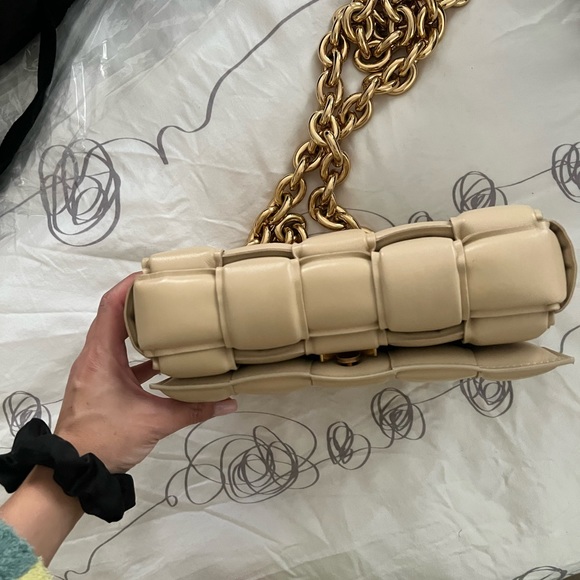 Bottega Veneta Padded Cassette Bag with Chain in Porridge - Picture 10 of 14